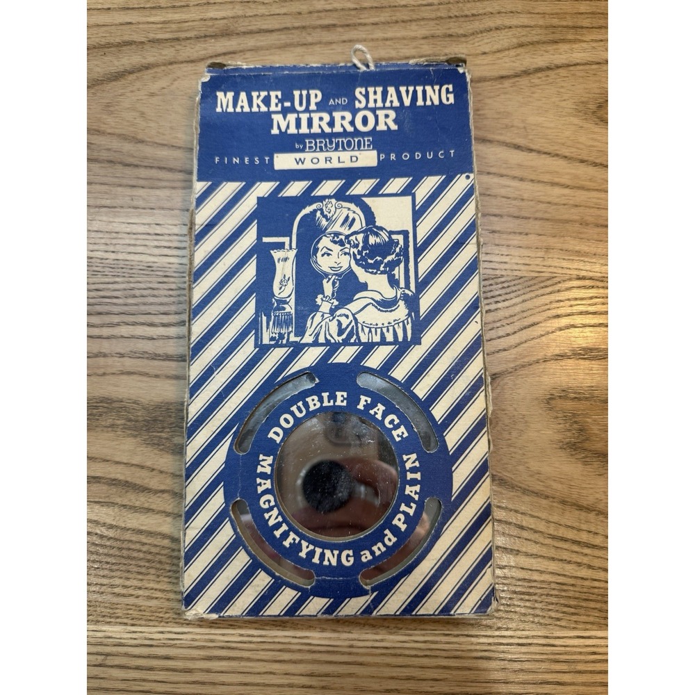 Vintage Brytone Shaving Makeup‎ Mirror Double Sided With Box Magnifying 1950s